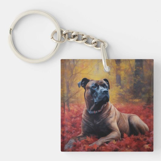Porte-clés Cane Corso en automne Feuilles automne Inspire (Devant)