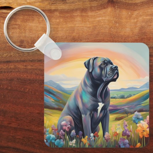 Porte-clés Cane Corso Nom personnalisé Rainbow Dog Memorial (Recto)