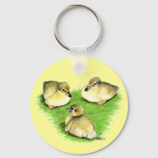 Porte-clés Canetons de canard colvert enneigés (Recto)