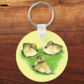 Porte-clés Canetons de canard colvert enneigés (Recto)