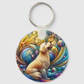 Porte-clés Canine enchantée sur des persiennes en céramique c (Verso)