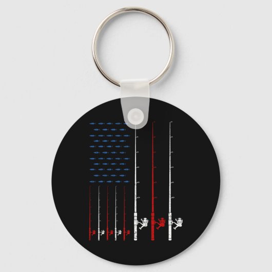 Porte-clés Canne à pêche Drapeau Américain (Recto)