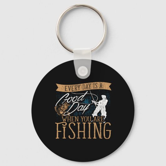 Porte-clés Canne à pêche drôle de poisson - Pêcheur (Recto)
