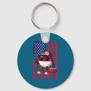 Porte-clés Canne à pêche pour garçons Drapeau américain Canne