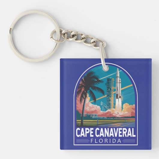 Porte-clés Cape Canaveral Florida Illustration Art de Voyage (Devant)
