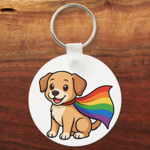 Porte-clés Cape de chiot arc-en-ciel – Conception de fierté L