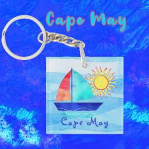 Porte-clés Cape May New Jersey Sailboat et Sunshine Vacances