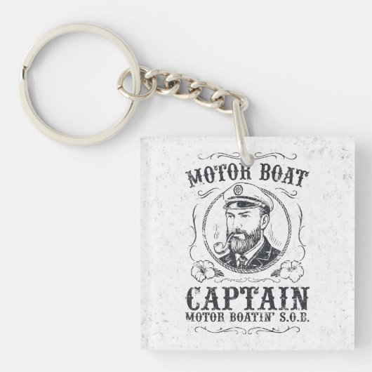 Porte-clés Capitaine de bateau à moteur drôle Pontoon bateau (Devant)