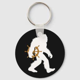 Porte-clés Capitaine de bateau Bigfoot Sasquatch tenant la ro