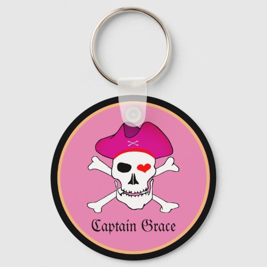 Porte-clés Capitaine Grace & Pirates Drapeau, Vacances en bat (Recto)