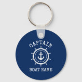 Porte-clés Capitaine Nom du bateau Blue Nautical Ancre corde (Recto)