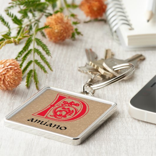 Porte-clés Capitale décorative botanique médiévale D (Côté)