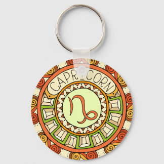 Porte-clés Capricorn, signe étoilé de Mandala en couleur