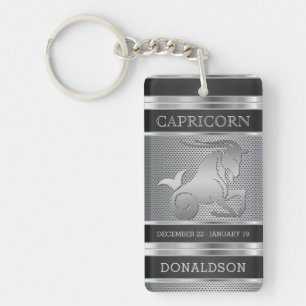 Porte-clés Capricorne ♑ en Maillon noir et argent