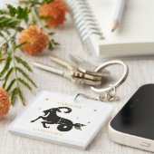 Porte-clés Capricorne Zodiac Nom du signe Cadeau astrologique (Devant Droit)