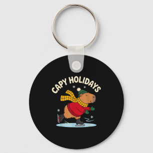 Porte-clés Capy Vacances Patinage Capybara Noël Drôle Chri
