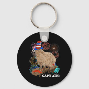 Porte-clés Capybara 4 juillet Patriotique Fireworks Capy Four