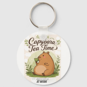 Porte-clés Capybara à la pause thé Capybara mignon buvant d