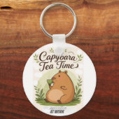 Porte-clés Capybara à la pause thé | Capybara mignon buvant d (Recto)