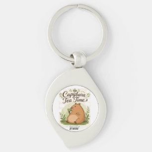 Porte-clés Capybara à l'heure du thé Capybara mignon buvant