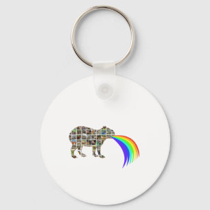 Porte-clés Capybara aboyant un arc-en-ciel