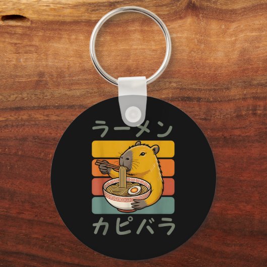 Porte-clés Capybara Anime Graphic Ramen Kawaii Japanese Vinta (Recto)