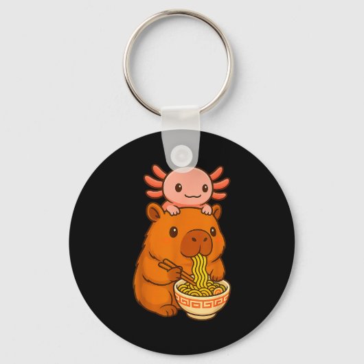 Porte-clés Capybara Anime Ramen Axolotl Funny Graphic Kawaii (Recto)