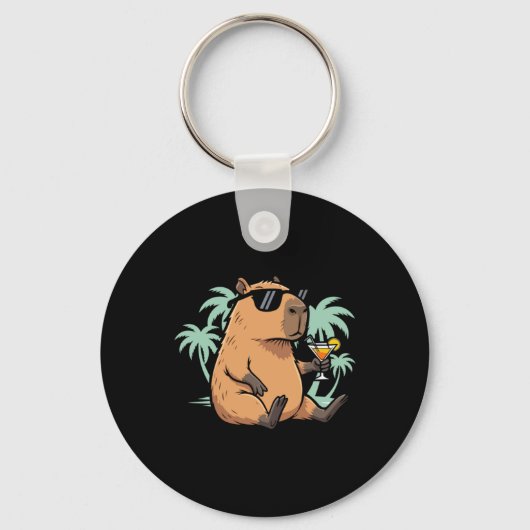 Porte-clés Capybara avec queue - ambiance détendue (Recto)
