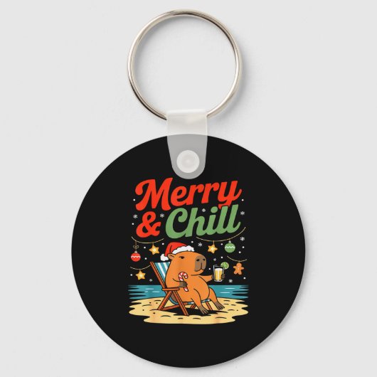 Porte-clés Capybara Christmas Holiday Beach Vibes Merry And C (Recto)