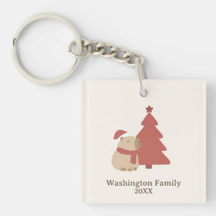 Porte-clés Capybara de Noël personnalisé et cosy