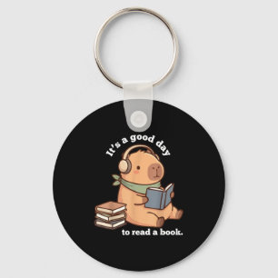 Porte-clés Capybara drôle lisant un livre lecture mignonne po