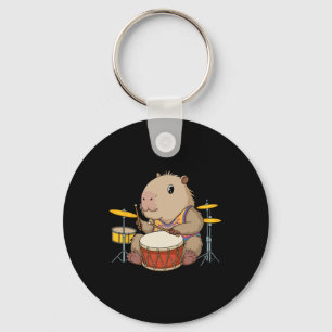 Porte-clés Capybara Drummer Jouer des tambours Rongeurs Funny