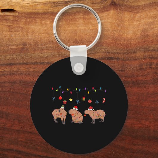 Porte-clés Capybara Joyeux Noël Capybaras Lover Casquette amu (Recto)