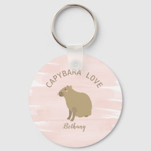 Porte-clés Capybara Kawaii Aquarelle rose 