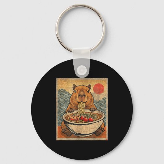Porte-clés Capybara Ramen Japanese Funny Graphic Kawaii Anime (Recto)