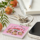 Porte-clés Capybara Rose Noël Anniversaire (Devant Droit)
