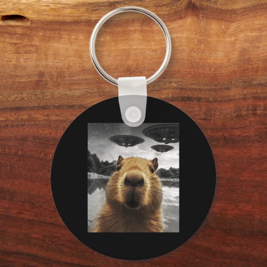 Porte-clés Capybara Selfie Funny Xmas Animal Graphisme Capyba (Recto)