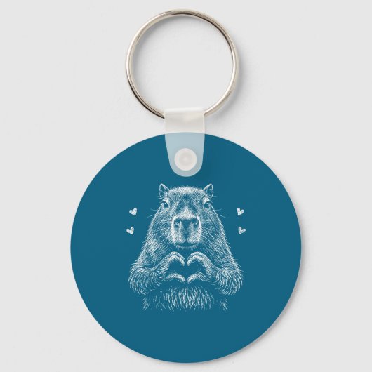 Porte-clés Capybara vole les coeurs pour la Saint-Valentin ca (Recto)