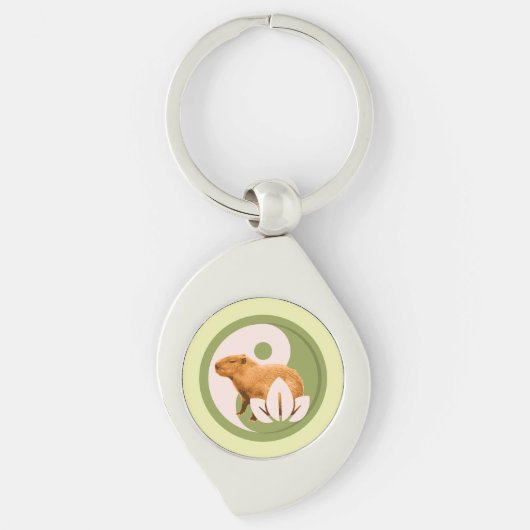 Porte-clés Capybara Zen Yin Yang Nature Paisible (Devant)