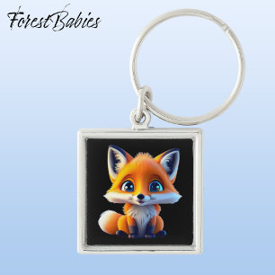 Porte-clés Caractère animal de renard rouge blanc mignon, 🦊