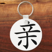 Porte-clés Caractère chinois : qin, Signification : baiser, i (Recto)