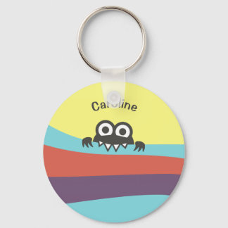 Porte-clés Caractère de dessin mignon Bandes colorées Nom des
