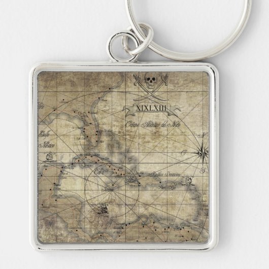 Porte-clés Caraïbes - ancienne carte (Devant)