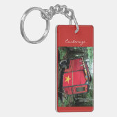 Porte-clés Caravane minuscule gitane rouge customisée sur la (Devant gauche)