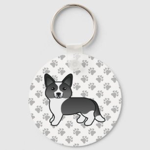 Porte-clés Cardigan noir et blanc Corgi Welsh Cartog