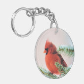 Porte-clés Cardinal dans le sapin à neige (Devant gauche)