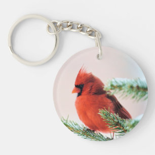 Porte-clés Cardinal dans le sapin à neige