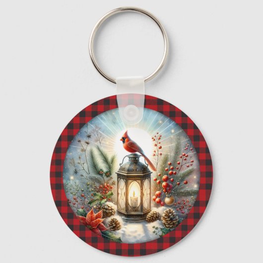 Porte-clés Cardinal de Noël Se souvenir d'amour une lanterne (Recto)