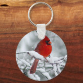 Porte-clés Cardinal rouge dans le Porte - clé de neige (Recto)