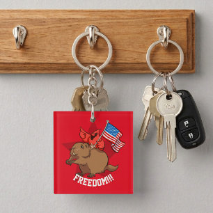 Porte-clés Cardinal rouge excentrique et liberté de marmotte 
